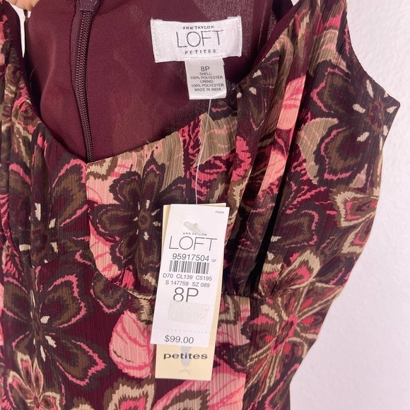 LOFT Y2K Gauzy Sleeveless Fit Flare Dress Babydoll Flowy Floral Women's 8 Petite - Picture 4 of 9